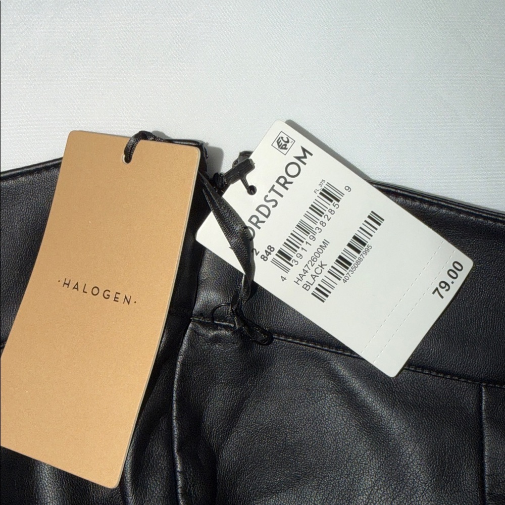 Halogen Faux Leather Black Midi Skirt, 2 - Picture 3 of 4